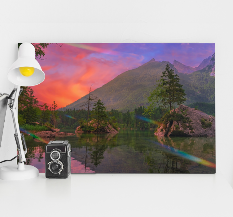 Landscape canvas mountain reflection calm - TenStickers