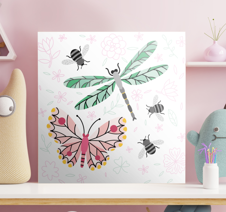 Lullaby, butterfly and flies dragonfly canvas - TenStickers