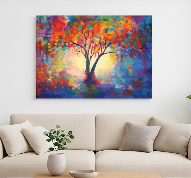 Multicolored tree of life living room canvas print - TenStickers