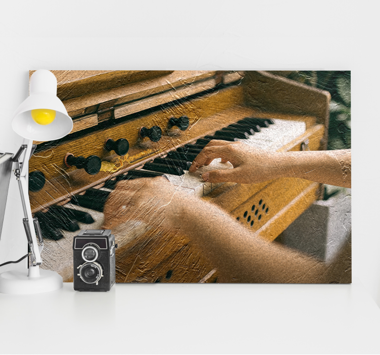 Music canvas art hands on keys - TenStickers