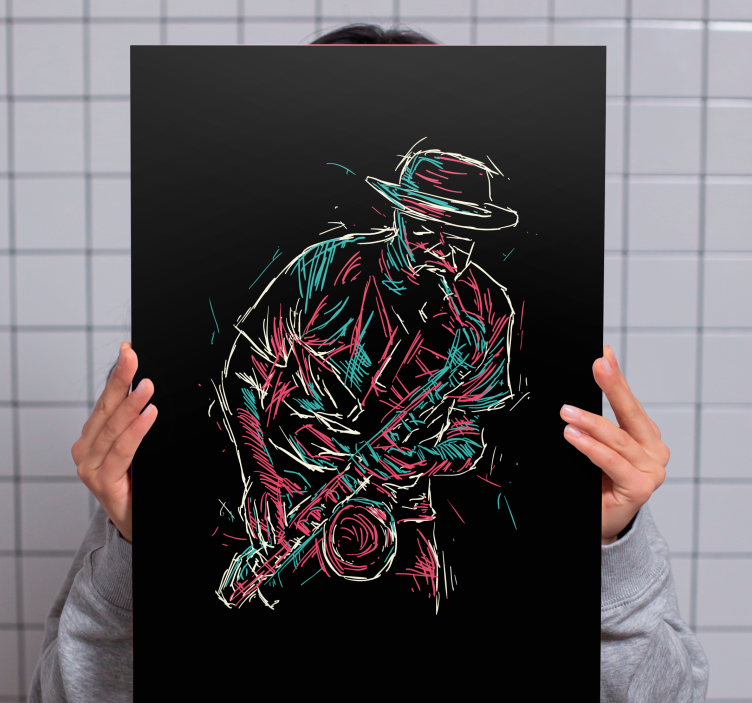 Music canvas art saxophone player artwork - TenStickers