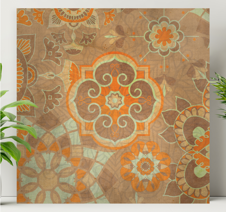 Oriental canvas wall art with detailed botanical designs - TenStickers