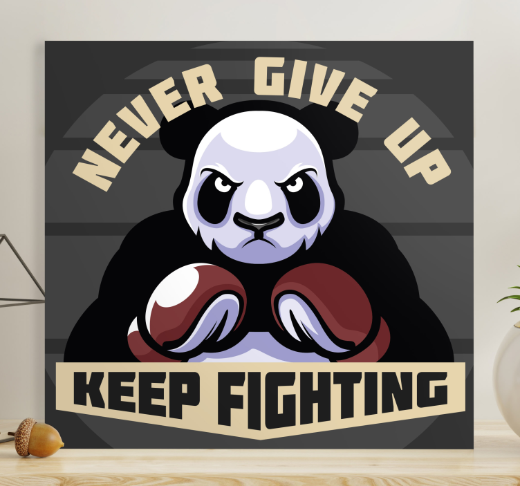 Panda boxing motivation animal canvas wall art - TenStickers