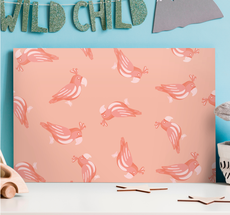 Pink birds pattern bird canvas - TenStickers