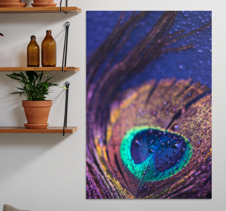 plumas multicolor feather canvas wall art - TenStickers