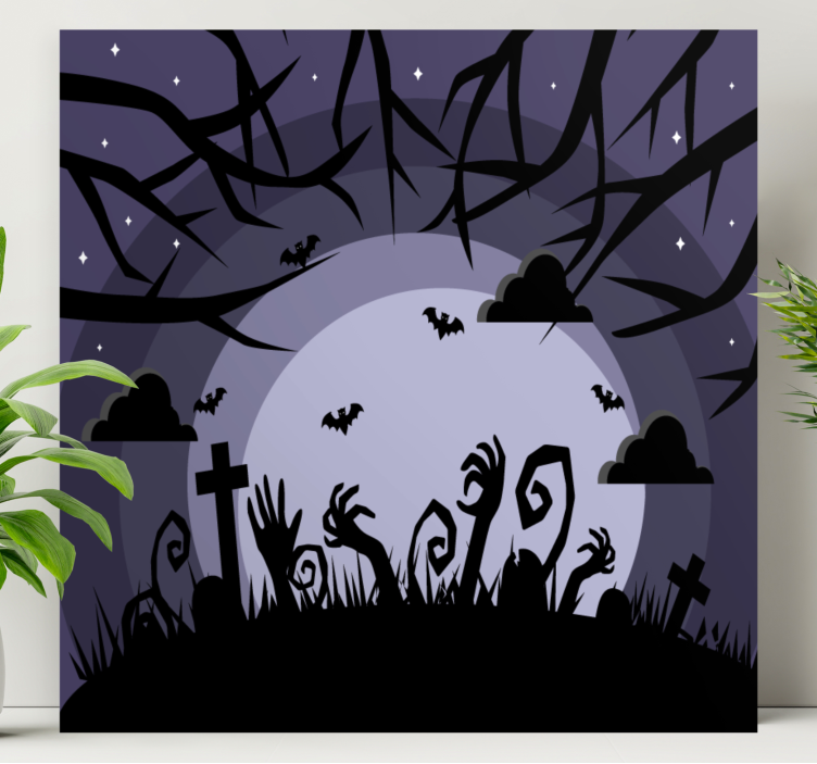 Quote canvas creepy graveyard scene - TenStickers