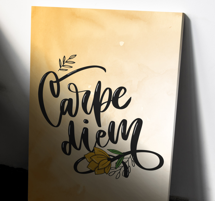 Quote canvas seize the day floral - TenStickers