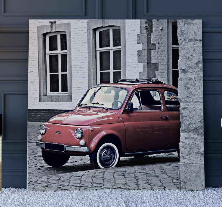Retro canvas classic red car - TenStickers
