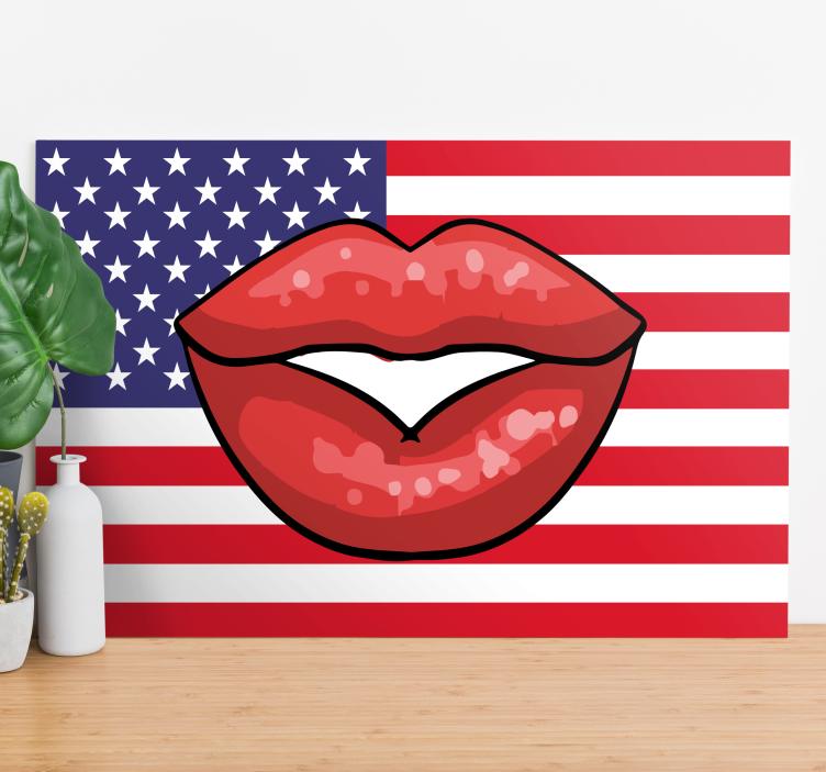Retro canvas lips on flag design - TenStickers