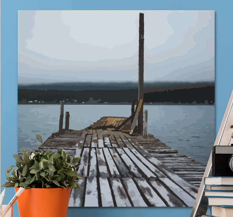 Serene Wooden Dock landscape canvas - TenStickers