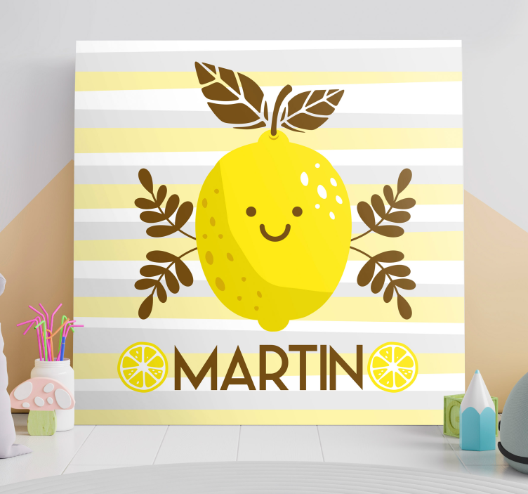 smiling lemons personalised canvas - TenStickers