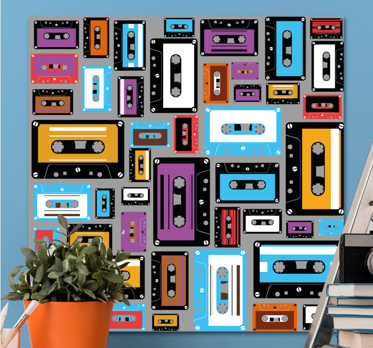 Sports canvas art colorful cassette tapes - TenStickers