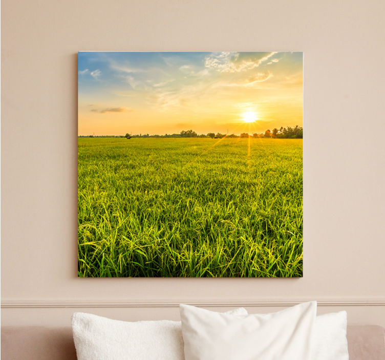 Sunset Over Fields landscape canvas - TenStickers