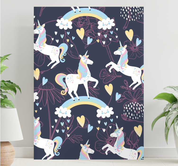 Unicorn pictures framed enchanting unicorns playing - TenStickers