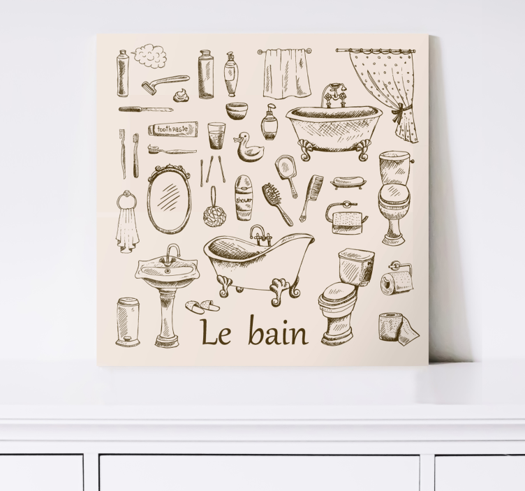 Vintage bathroom retro canvas art - TenStickers
