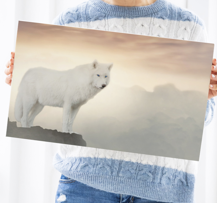 White wolf on mountain  animal canvas prints - TenStickers