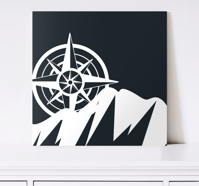 World map wall art compass and mountains decor - TenStickers