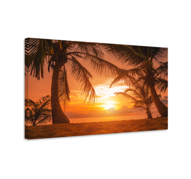 Sunset on beach headboard wall art canvas - TenStickers