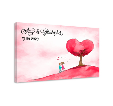 Rustic canvas wall art heart tree love - TenStickers