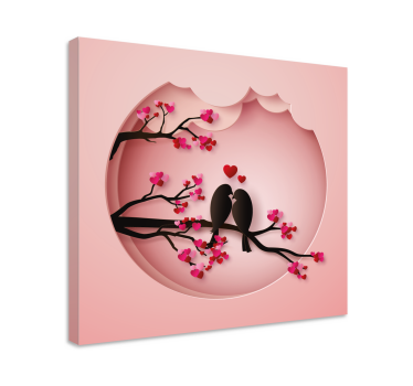 modern birds kissing  bird canvas wall art - TenStickers