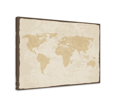 Vintage white and beige  world map art canvas - TenStickers