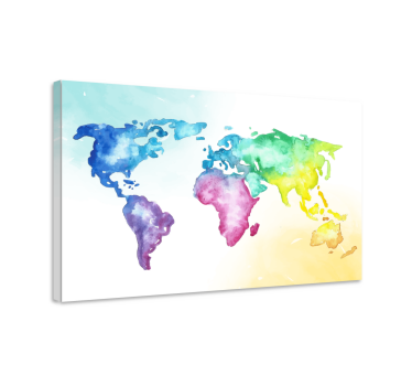 Colourful gradient world map art canvas - TenStickers