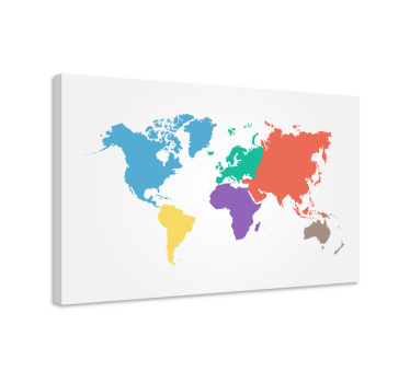 Coloured Continent  world map art canvas - TenStickers