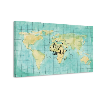Travel the World world map art canvas - TenStickers