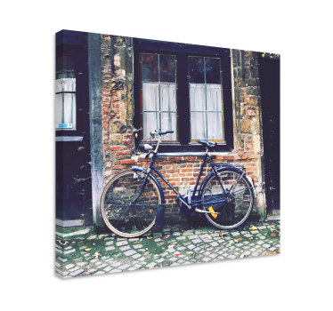 Bike in front of a house wall prints for living room - TenStickers