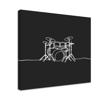 Line art drum elegant design Music canvas print - TenStickers