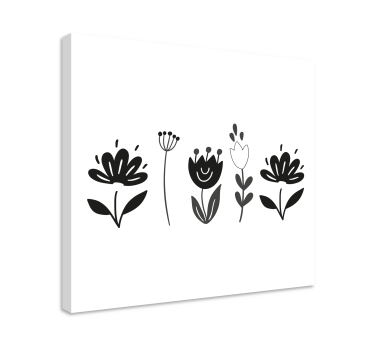 Black and white flowers floral canvas - TenStickers