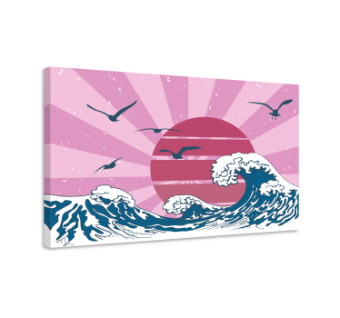 The great pink retro wave vintage wall prints - TenStickers