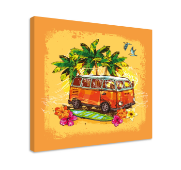 Colorful hippie caravan palm trees vintage wall prints - TenStickers