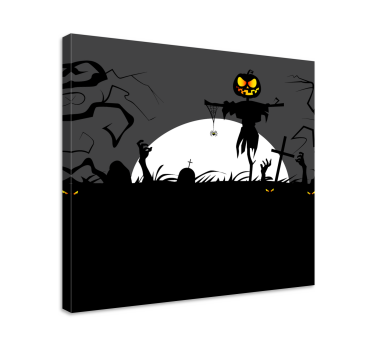 Retro canvas spooky pumpkin patch artwork - TenStickers
