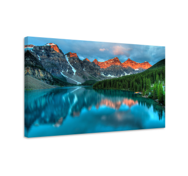 Colourful lake aesthetic art landscape wall canvas - TenStickers