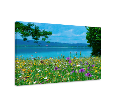 Cottagecore spring lake landscape wall canvas - TenStickers