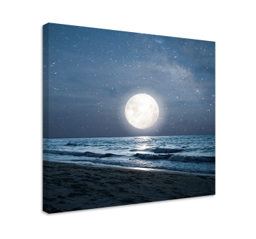 Beautiful moonlight over ocean full moon landscape wall canvas - TenStickers