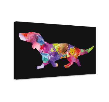 Colorful dog painting in black modern art prints on canvas - TenStickers