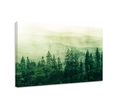 Green forest hill treetops landscape wall canvas - TenStickers