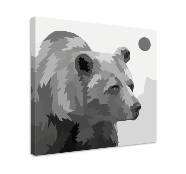 Geometric-animals gray bear animal canvas - TenStickers