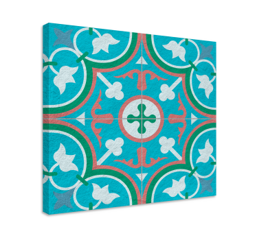 Blue hydraulic tile retro vinyl canvas - TenStickers