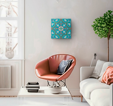 Blue hydraulic tile retro vinyl canvas - TenStickers