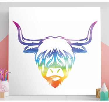 Animal canvas wall art colorful highland cow - TenStickers