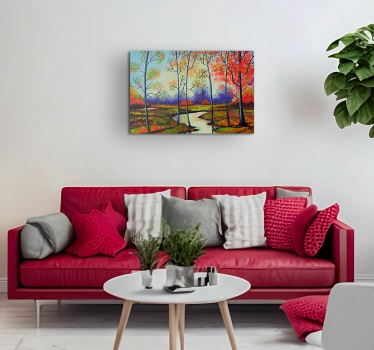 Coloured Modern Art Tree canvas art - TenStickers