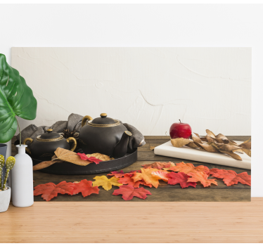 Autumn Tea Arrangement landscape canvas - TenStickers