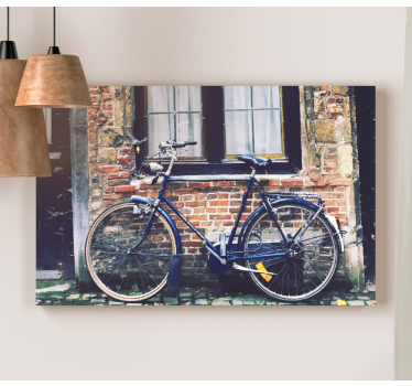 Bike in front of a house wall prints for living room - TenStickers