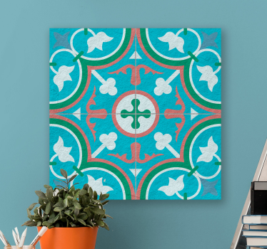 Blue hydraulic tile retro vinyl canvas - TenStickers