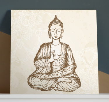buda vintage floral buddha wall canvas - TenStickers
