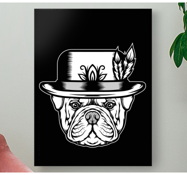 bulldog on black background dog canvas pictures - TenStickers