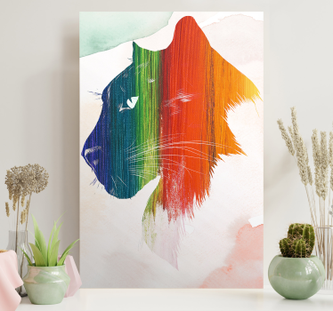 Cat wall art colorful lion silhouette - TenStickers